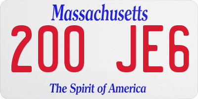 MA license plate 200JE6