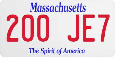 MA license plate 200JE7