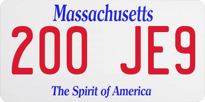 MA license plate 200JE9