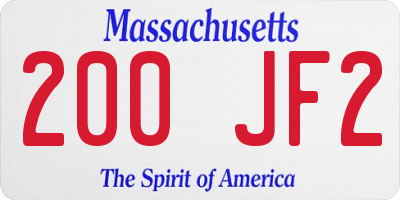 MA license plate 200JF2
