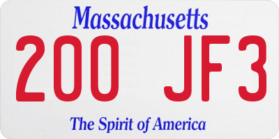 MA license plate 200JF3