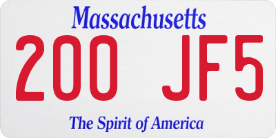 MA license plate 200JF5