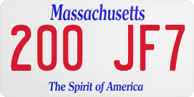 MA license plate 200JF7