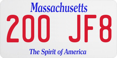 MA license plate 200JF8