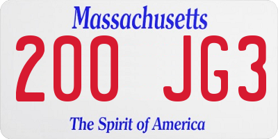 MA license plate 200JG3