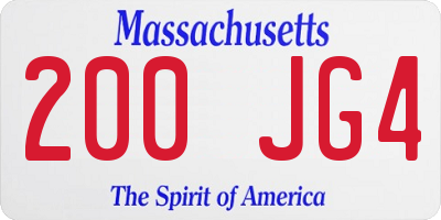 MA license plate 200JG4