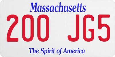 MA license plate 200JG5