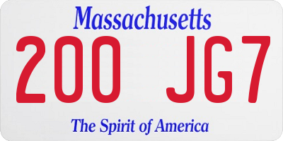MA license plate 200JG7
