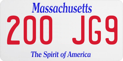 MA license plate 200JG9
