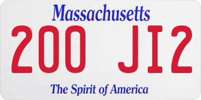 MA license plate 200JI2