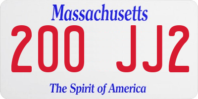 MA license plate 200JJ2