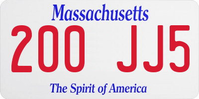 MA license plate 200JJ5