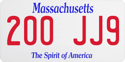 MA license plate 200JJ9
