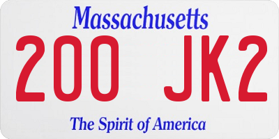 MA license plate 200JK2