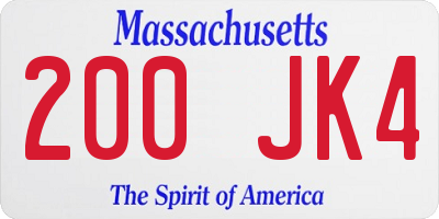MA license plate 200JK4