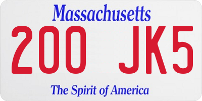 MA license plate 200JK5