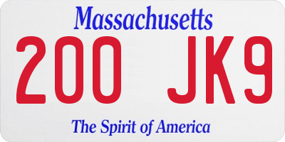MA license plate 200JK9