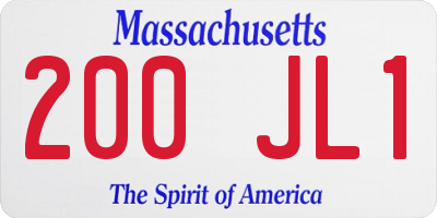 MA license plate 200JL1