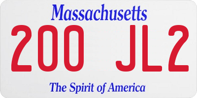 MA license plate 200JL2