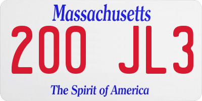 MA license plate 200JL3