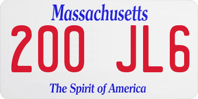 MA license plate 200JL6