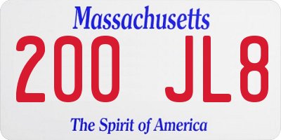 MA license plate 200JL8
