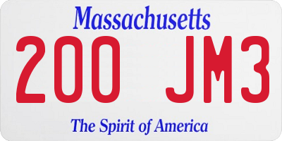 MA license plate 200JM3