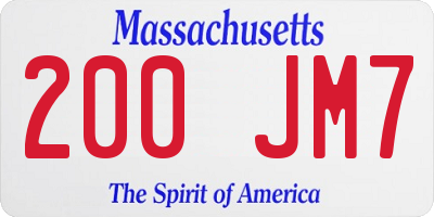 MA license plate 200JM7