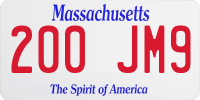 MA license plate 200JM9