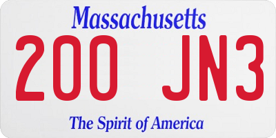 MA license plate 200JN3