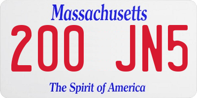 MA license plate 200JN5