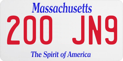 MA license plate 200JN9