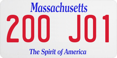 MA license plate 200JO1
