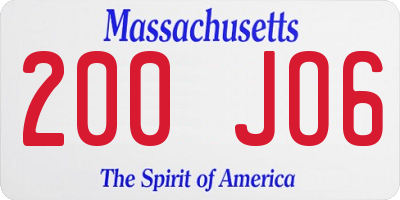 MA license plate 200JO6