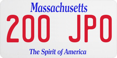 MA license plate 200JP0