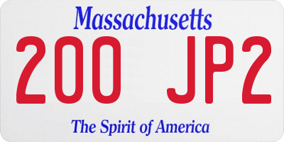MA license plate 200JP2
