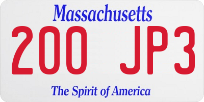 MA license plate 200JP3