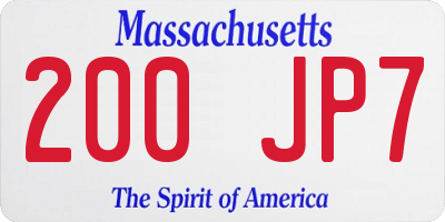 MA license plate 200JP7