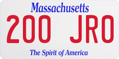 MA license plate 200JR0