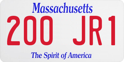 MA license plate 200JR1