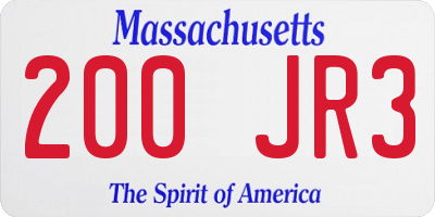 MA license plate 200JR3