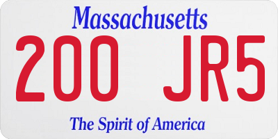 MA license plate 200JR5