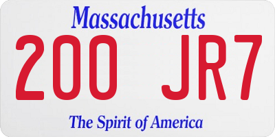 MA license plate 200JR7