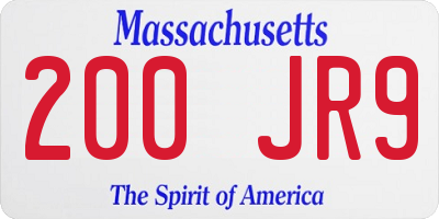 MA license plate 200JR9