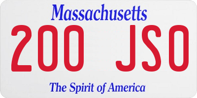 MA license plate 200JS0