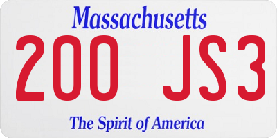 MA license plate 200JS3