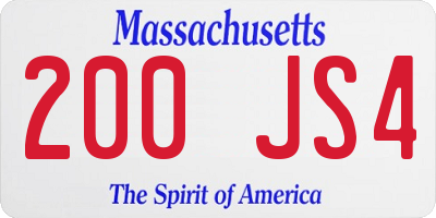 MA license plate 200JS4