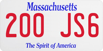MA license plate 200JS6