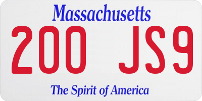 MA license plate 200JS9