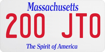 MA license plate 200JT0